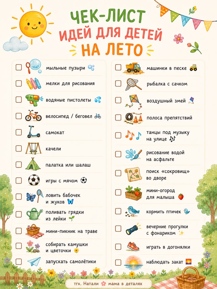 Чек лист. Идеи на лето!